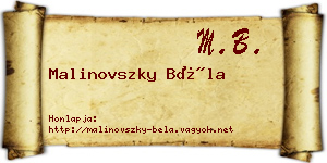 Malinovszky Béla névjegykártya