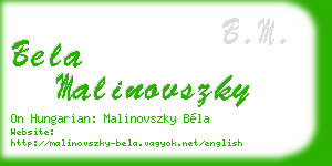 bela malinovszky business card