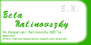 bela malinovszky business card